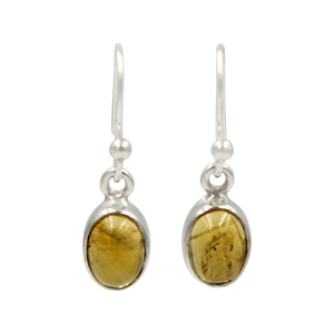 Sundari small oval cabochon deep bezel earrings