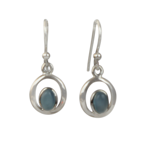 Elegant circular drop sterling silver earrings 