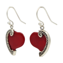 Load image into Gallery viewer, Stunning Large Sterling Silver Heart Earring with a Natural Seashell
