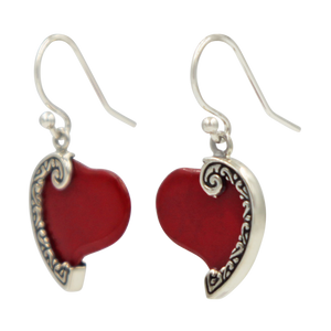 Stunning Large Sterling Silver Heart Earring with a Natural Seashell