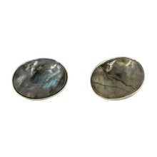 Load image into Gallery viewer, Large Dark Labradorite Oval Gem-set Stud Earring
