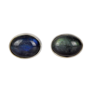 Oval Shaped Cabochon Stud Earring