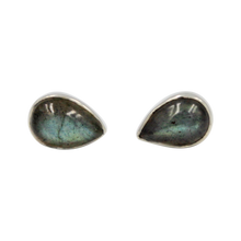 Load image into Gallery viewer, Elegant Teardrop shaped Sterling Silver Small Stud Earring with a beautiful Labradorite 

