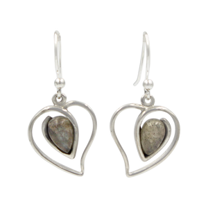 A lovely Sundari heart earring accent with a beautiful cabochon stone