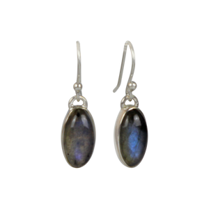 Handcrafted sterling silver earring with a beautiful Oblong shaped semiprecious gemstone