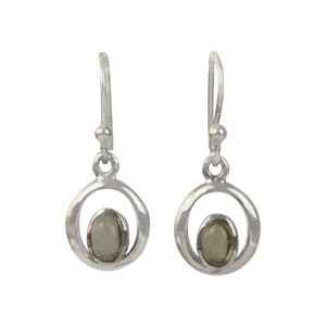 Elegant circular drop sterling silver earrings 