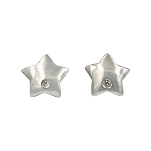 Beautiful Star Shaped Sterling Silver Stud Eariing with a faceted Gemstone