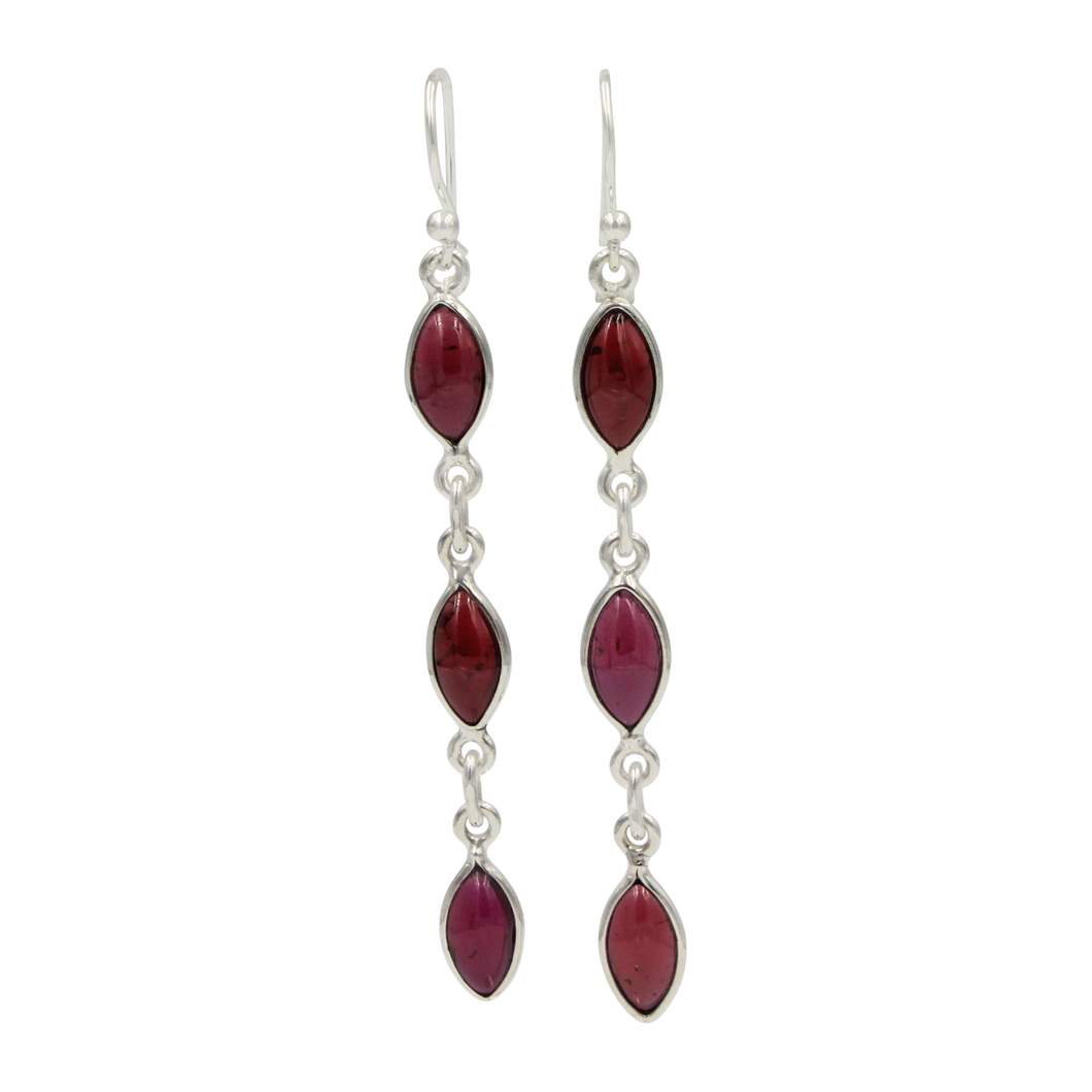 Handcrafted sequential drop earring with falling 6 gemstones