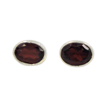 Load image into Gallery viewer, Oval Shaped Faceted Garnet Gem-set Stud Earring
