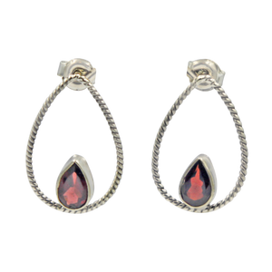 Simple but elegantly handcrafted sterling silver twisted wire earring accent with a colourful natural gemstone