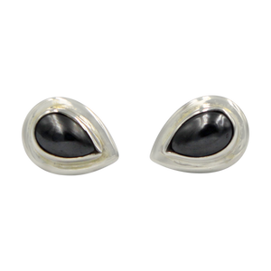 Sterling Silver Teardrop Gem-set Stud Earrings with Silver Surround for Your Daily Wear