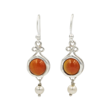 Load image into Gallery viewer, A lovely unique and a very intricate design of Sundari ethnic pair of earrings with round cabochon stone.

