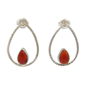 Simple but elegantly handcrafted sterling silver twisted wire earring accent with a colourful natural gemstone