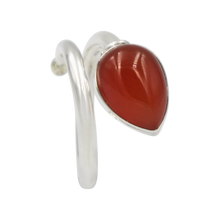 Load image into Gallery viewer, Sundari twisted Sterling Silver Ring with a Large Teardrop Cabochon Gemstone
