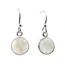 Load image into Gallery viewer, Simple Round Design Cabochon Rainbow Moonstone set in a very thin bezel setting. 

