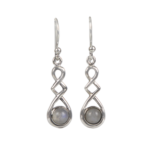 A swirly, unique and elegant pair of sterling silver Moonstone earrings