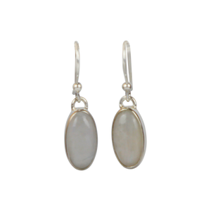 Handcrafted sterling silver earring with a beautiful Oblong shaped semiprecious gemstone
