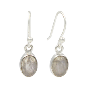 Sundari small oval cabochon deep bezel earrings
