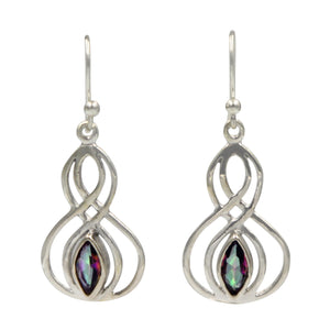 Double Infinity Design gem-set Sterling Silver Drop Earring