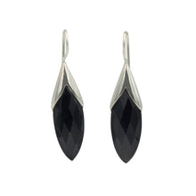 Load image into Gallery viewer, Handcrafted flower bud sterling silver earring with a beautiful large faceted crystal
