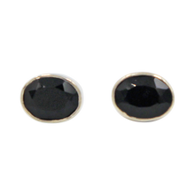 Load image into Gallery viewer, Oval Shaped Faceted Black Onyx Gem-set Stud Earring
