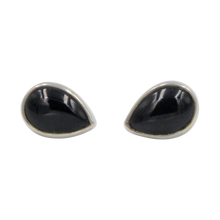 Load image into Gallery viewer, Elegant Teardrop shaped Sterling Silver Small Stud Earring with a beautiful Black Onyx 
