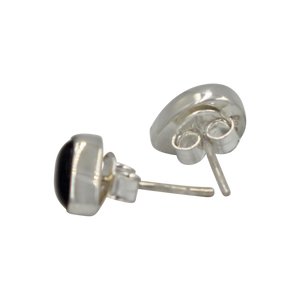 Elegant Teardrop shaped Sterling Silver Small Stud Earring with a beautiful Black Onyx 