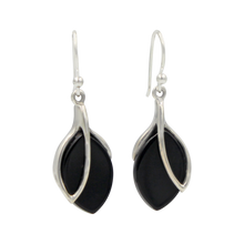 Load image into Gallery viewer, NATURAL  GEMSTONE  STERLING SILVER LEAF DESIGN DANGLE EARRINGS
