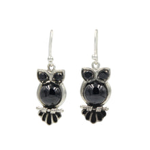 Load image into Gallery viewer, Sterling Silver Owl Earring with Semi Precious Stone
