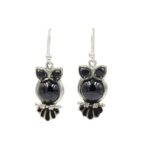 Sterling Silver Owl Earring with Semi Precious Stone