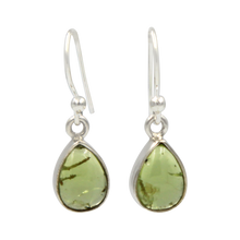 Load image into Gallery viewer, Classic tear-drop Sundari earrings with a plain sterling silver surround
