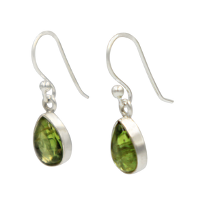 Classic tear-drop Sundari earrings with a plain sterling silver surround