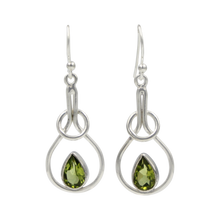 Load image into Gallery viewer, Sterling silver tear-drop earring within interlocked rings

