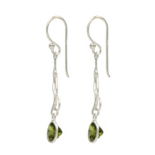 Load image into Gallery viewer, Modern Earrings Peridot Accents with a Single Line Heart Design
