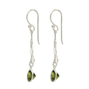 Modern Earrings Peridot Accents with a Single Line Heart Design