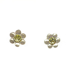 Load image into Gallery viewer, Sundari Daisy flower stud earring with a natural coloured gemstone
