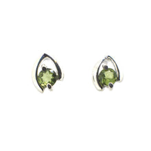 Load image into Gallery viewer, Open Tear Drop Earring with a faceted gemstone
