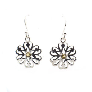 Earrings Citrine with a beautiful Petal Design