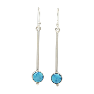Inverted lolly sterling silver earrings with a round cabochon gemstone