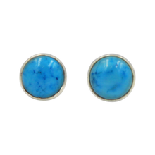 Load image into Gallery viewer, Small Round Simple Turquoise  Stud Earring
