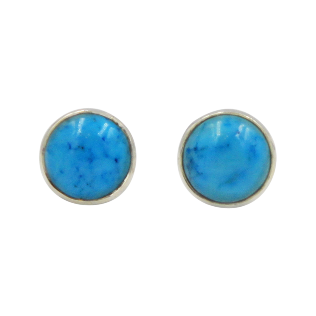Small Round Simple Turquoise  Stud Earring
