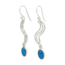 Load image into Gallery viewer, Handcrafted swirl drop earring with oval shaped gemstone
