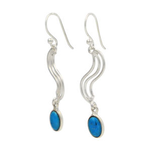 Handcrafted swirl drop earring with oval shaped gemstone