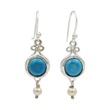 Load image into Gallery viewer, A lovely unique and a very intricate design of Sundari ethnic pair of earrings with round cabochon stone.
