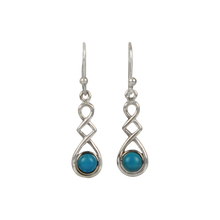 Load image into Gallery viewer, A swirly, unique and elegant pair of sterling silver Turquoise earrings
