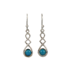 A swirly, unique and elegant pair of sterling silver Turquoise earrings