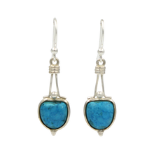 Load image into Gallery viewer, A lovely Sundari ethnic pair of earrings with a semi-round cabochon stone.
