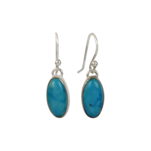 Load image into Gallery viewer, Handcrafted sterling silver earring with a beautiful Oblong shaped semiprecious gemstone
