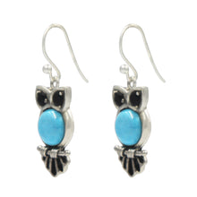 Load image into Gallery viewer, Sterling Silver Owl Earring with Semi Precious Stone
