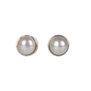 Small Round Stud earrings with simple silver surround